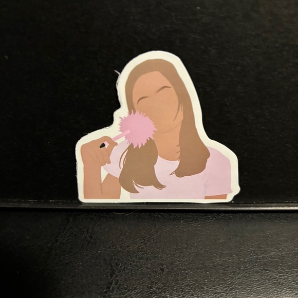FEMALE SMELLING PINK FLOWER STICKER - Picture 1 of 1
